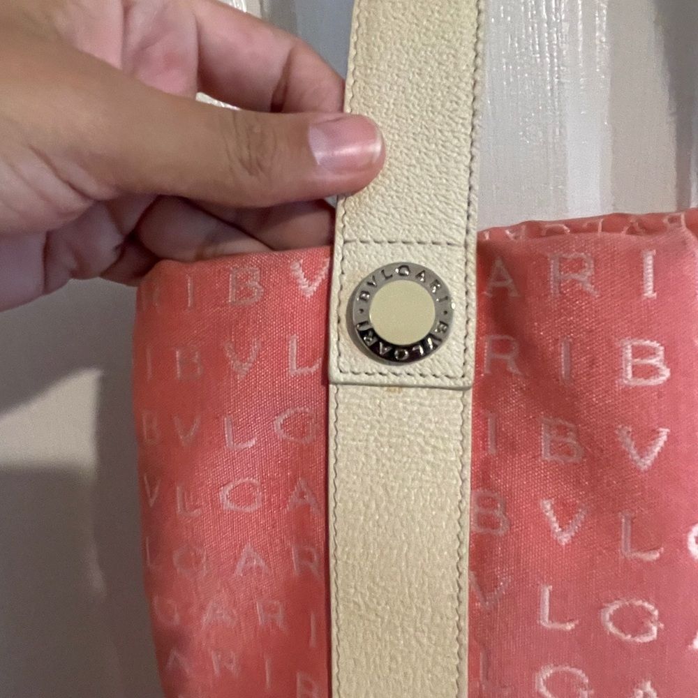 BVLGARI Tote bag Logo Mania Red Beige WomanAuthentic Used - Picture 8 of 8